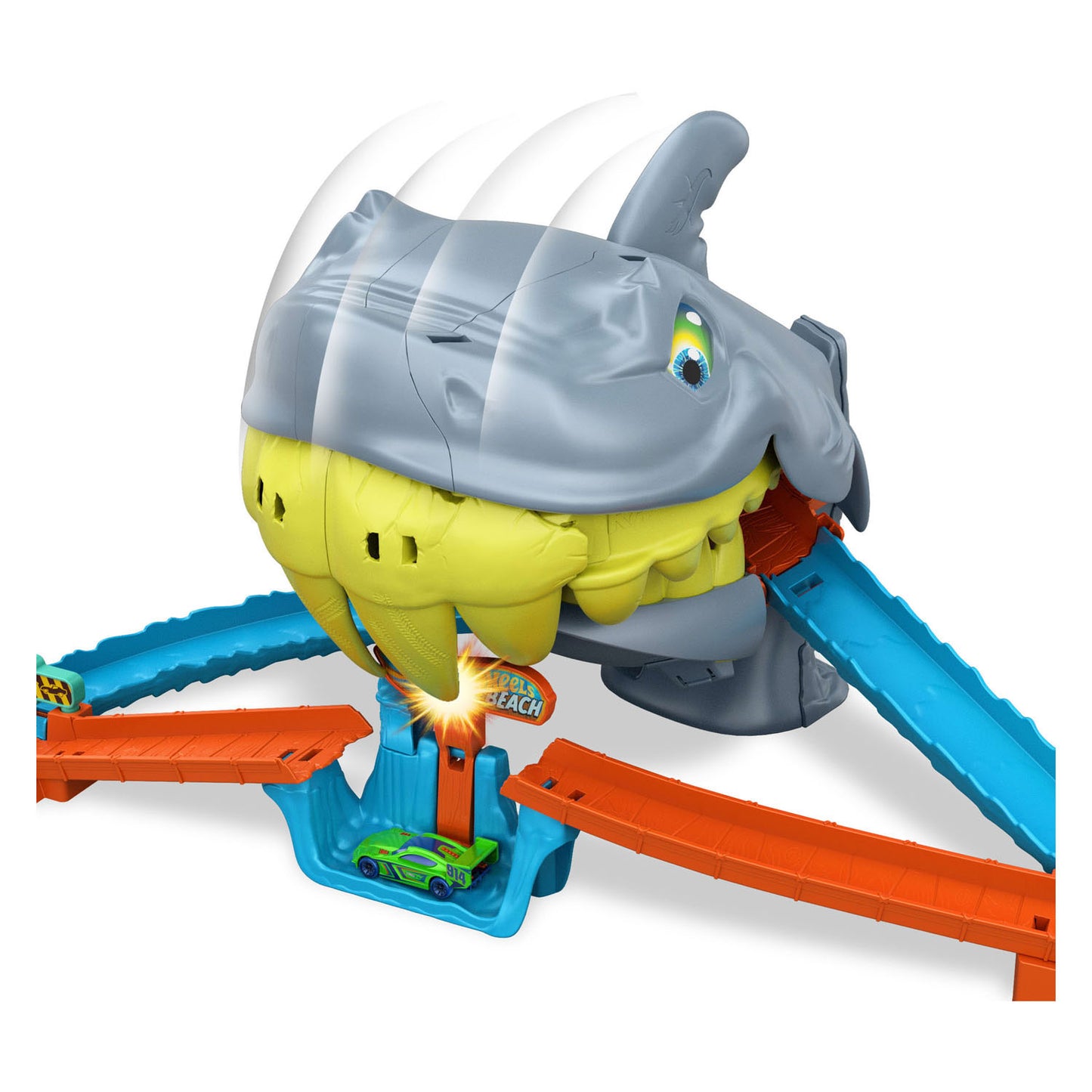 Set da gioco Hot Wheels City Shark Beach e macchinina in metallo