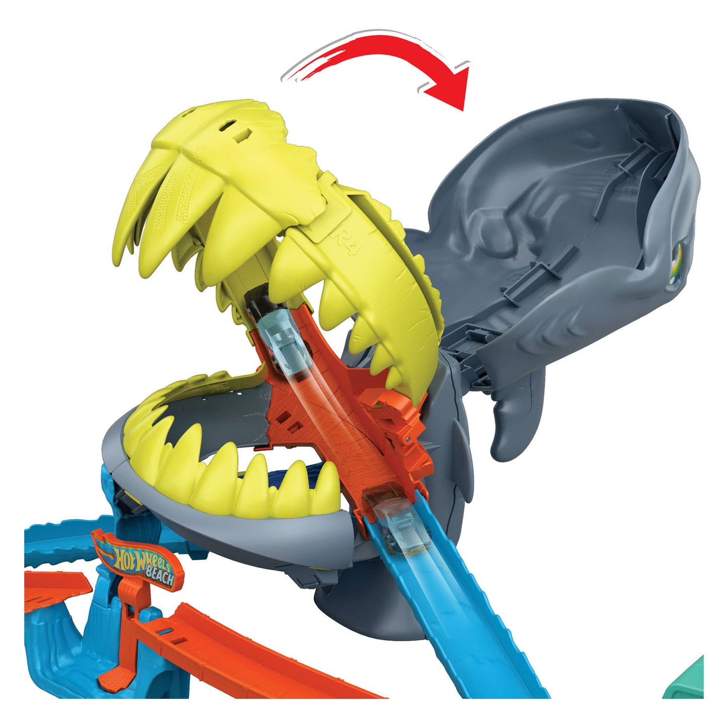 Set da gioco Hot Wheels City Shark Beach e macchinina in metallo