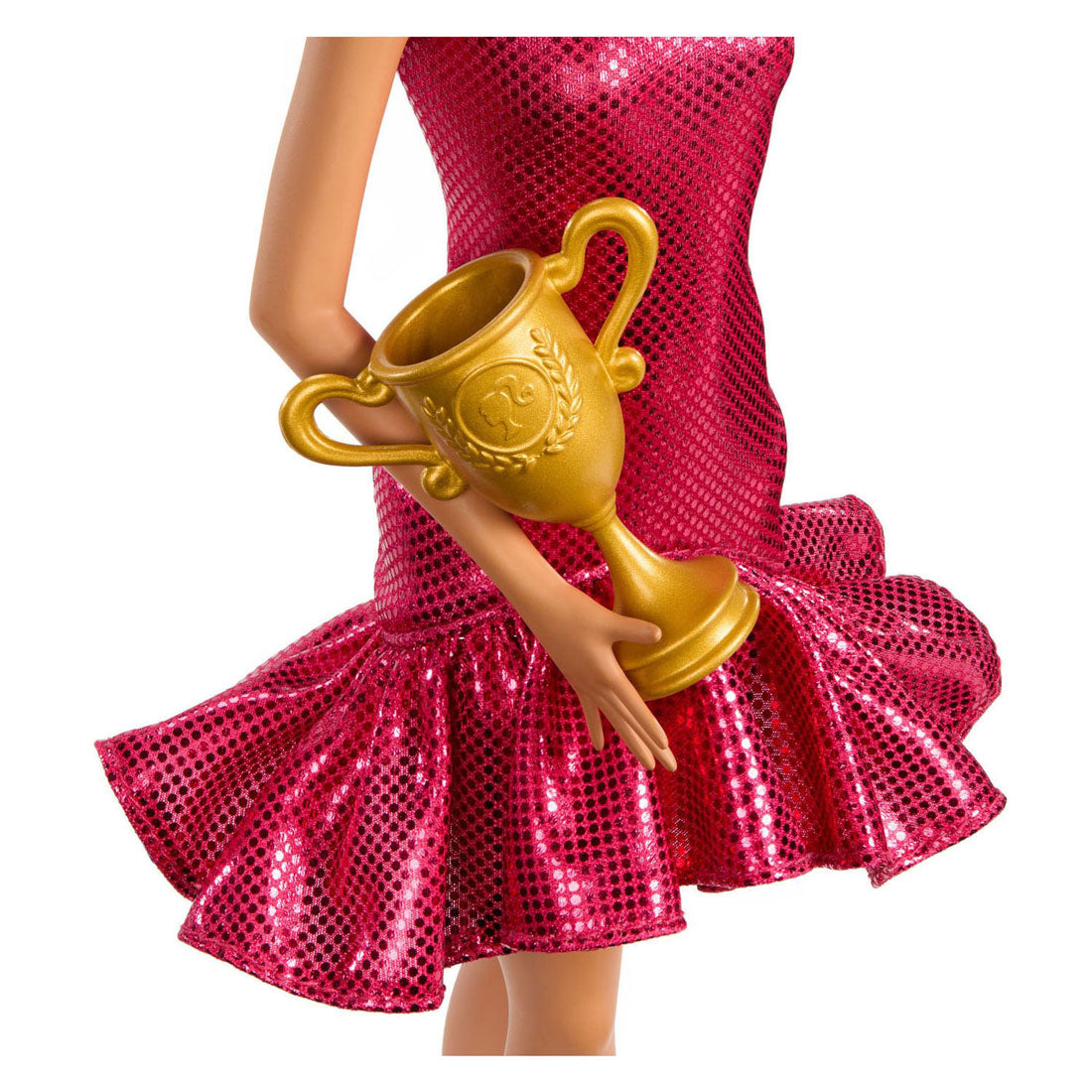 Muñeca Barbie Mattel bailarina de salón con accesorios y detalles dorados.