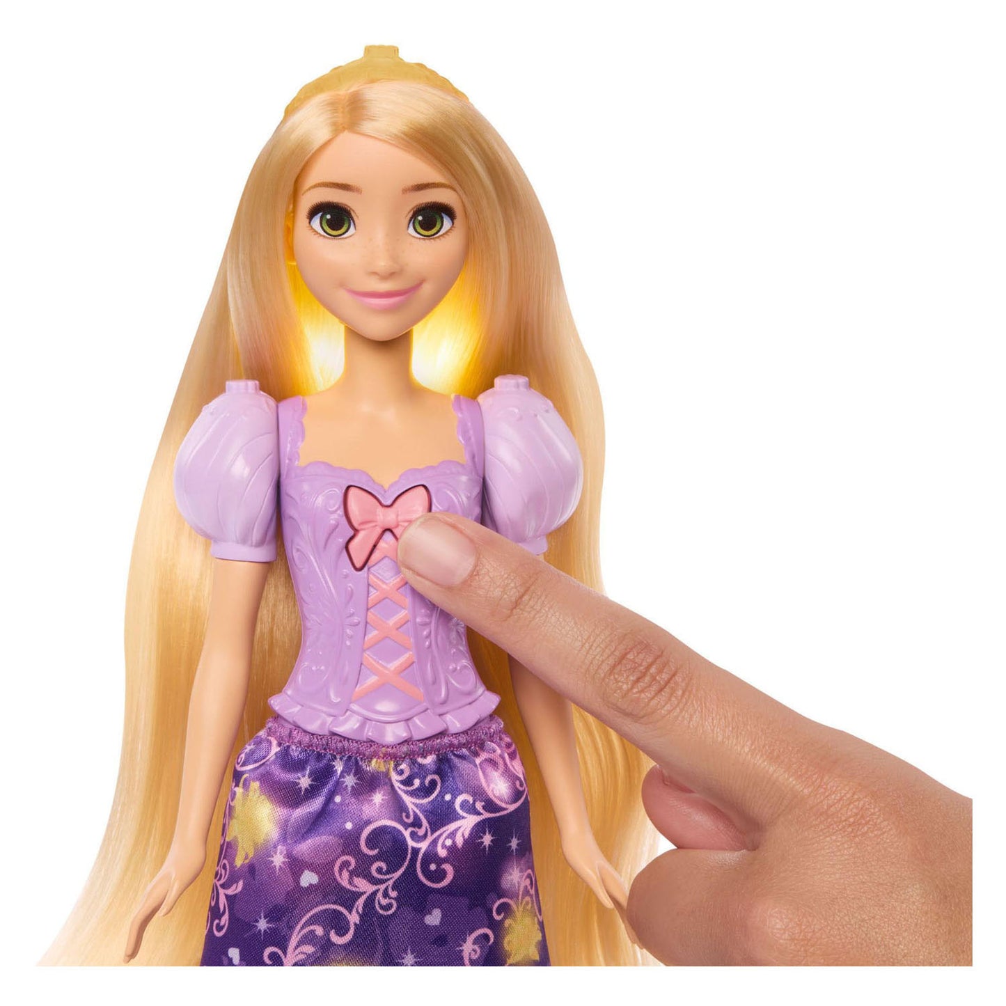 Mattel Disney Princess Capelli luminosi Rapunzel Fashion Doll - Bambola giocattolo alla moda con capelli magici