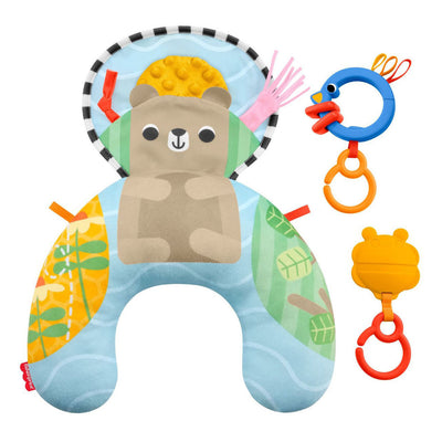 Entrenador de tiempo boca abajo de aventura sensorial de Fisher-price - para recién nacidos con anillo de dentición y sonajero