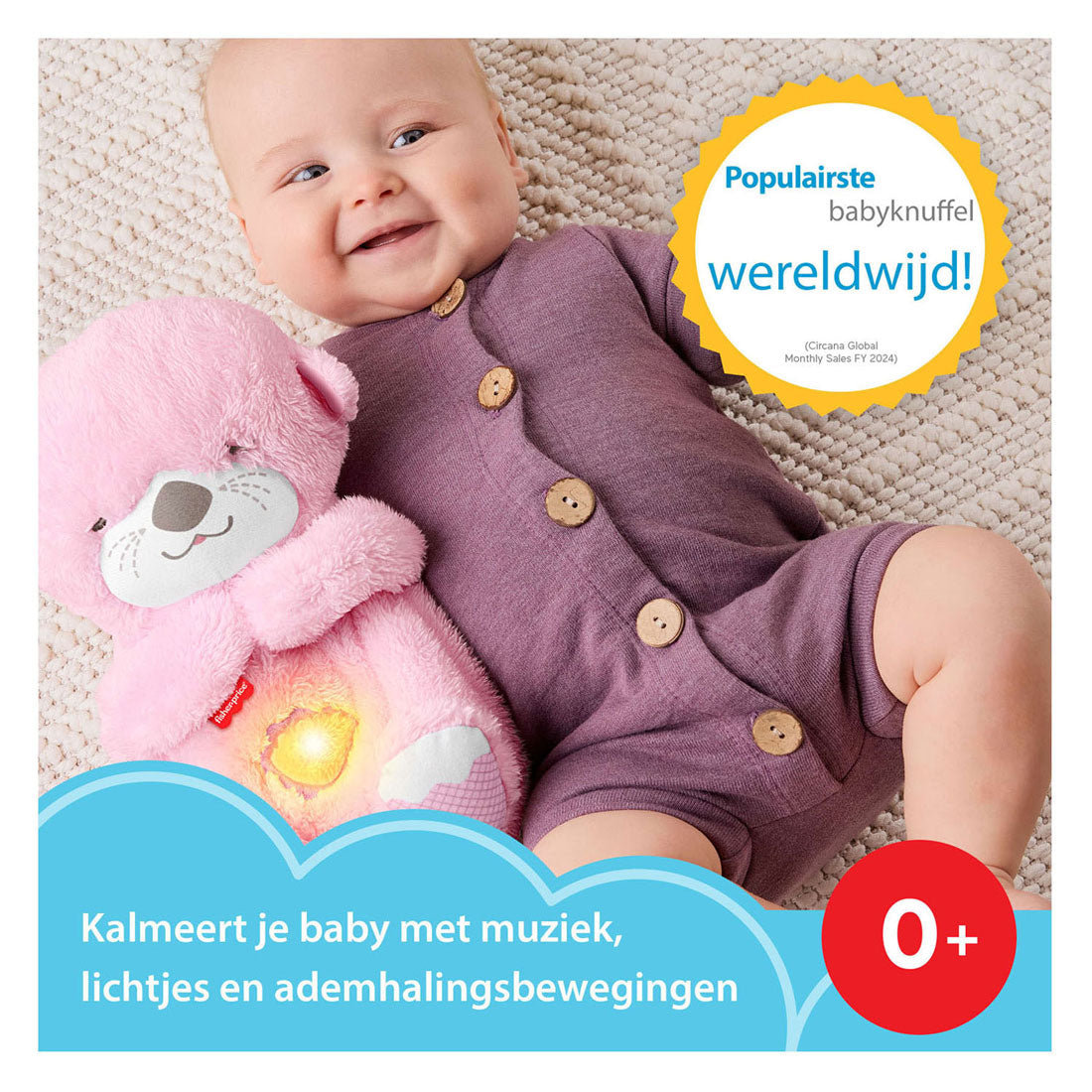 Lontra della buonanotte Fisher-Price - peluche rosa per bambini