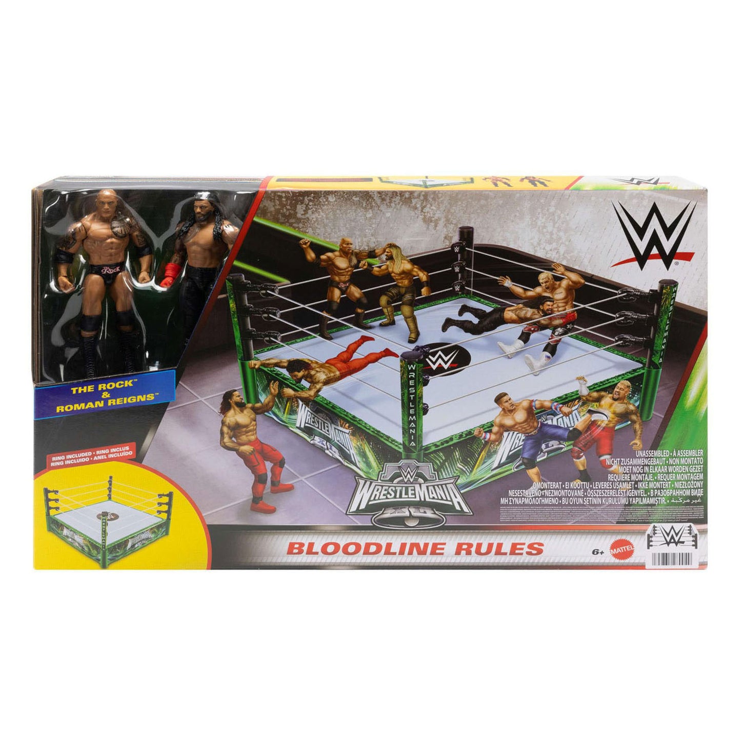 Anello da combattimento Mattel della WWE con 2 figurine