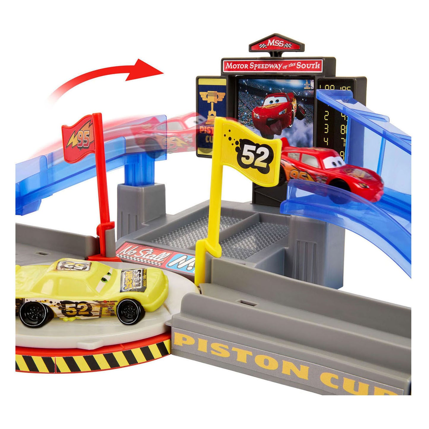 Disney Pixar Cars Mattel Cars Pista da corsa giocattolo Piston Cup Acrobazia Speedway Set.