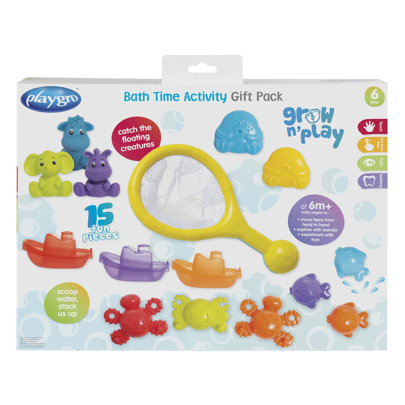 Playgro activiteiten badgeschenkset – badspeelgoed - speelgoed bad - baby bad speelgoed - badspeeltjes - waterspeelgoed- baby speelgoed 6 maanden - cadeauset baby - volledig afgesloten - geen schimmel - badspeelset 14-delig - bpa vrij