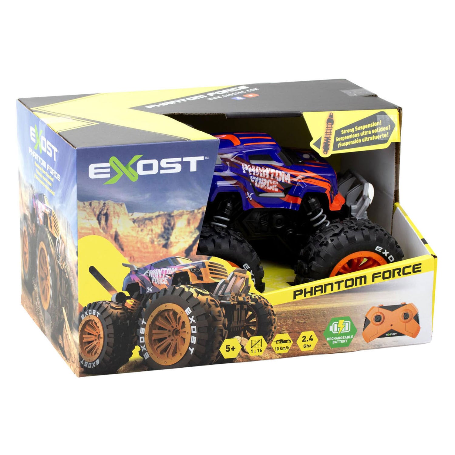 Exost RC Phantom Force Monster Truck 1:16 - Coche controlable incl. batería recargable