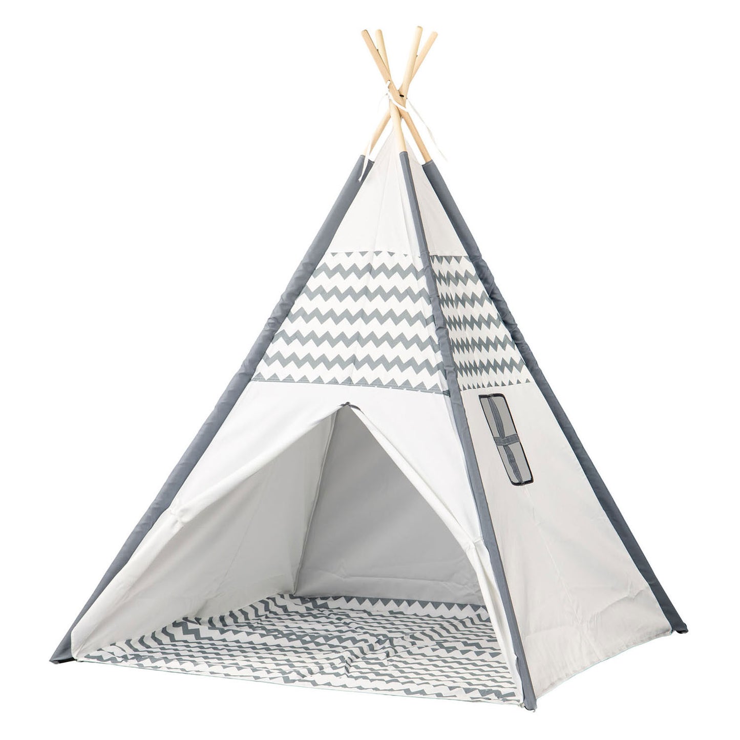 Tipi con bastoncini di legno e tappeto - 120x120x150 cm