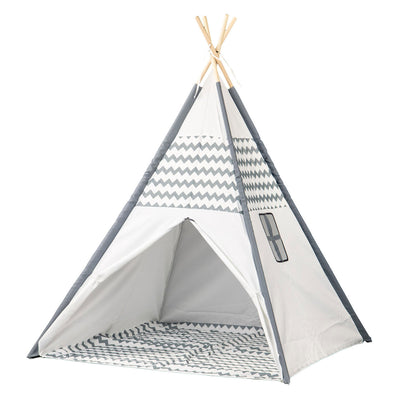 Tipi con palos de madera y alfombra - 120x120x150cm
