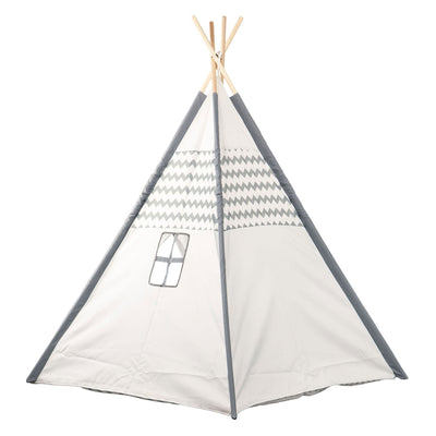 Tipi con palos de madera y alfombra - 120x120x150cm