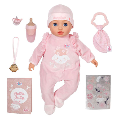 Muñeca bebé born Annabell 43cm con accesorios y sonido.