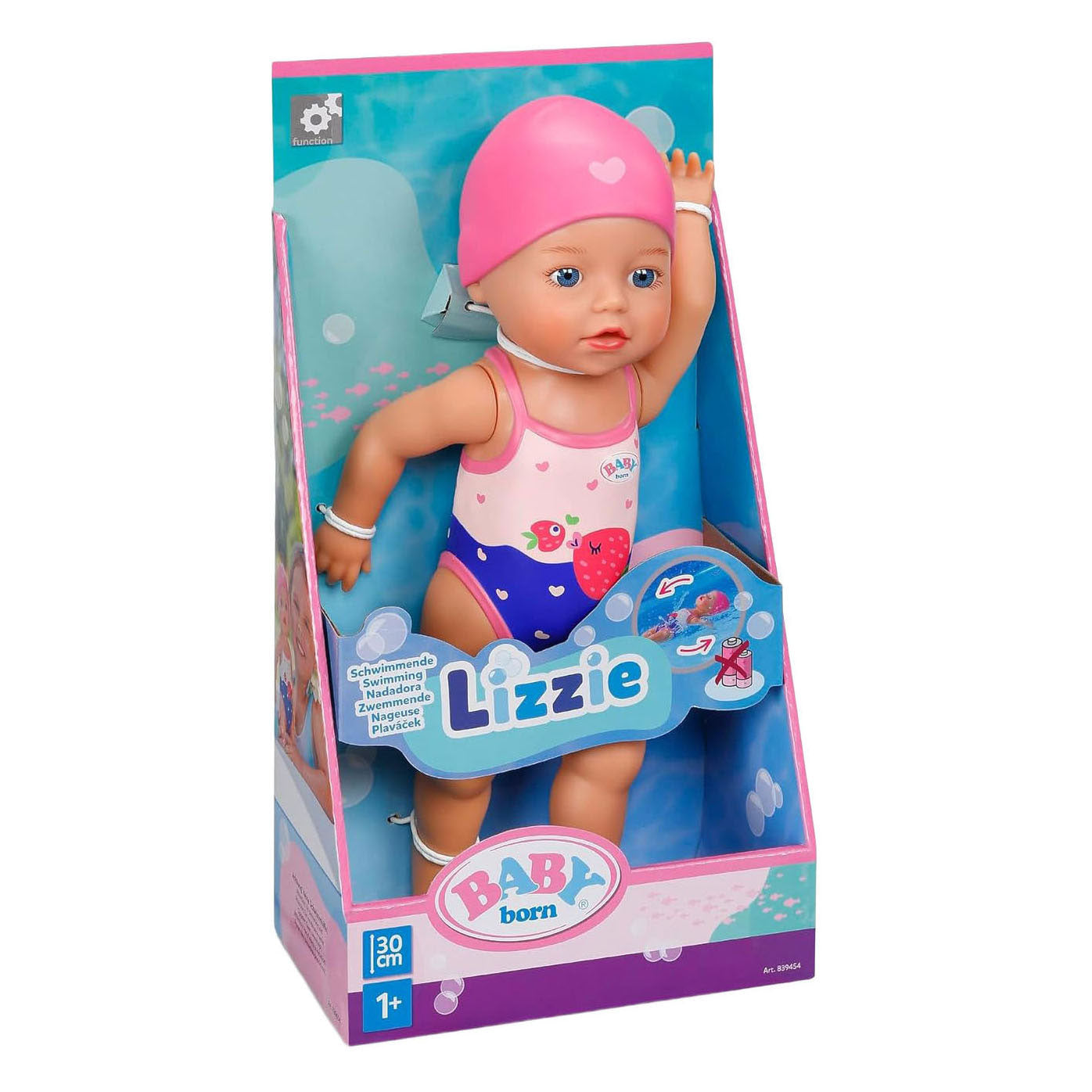 Baby Born Swimming Doll Lizzie 30 cm, giocattoli da bagno per bambini.