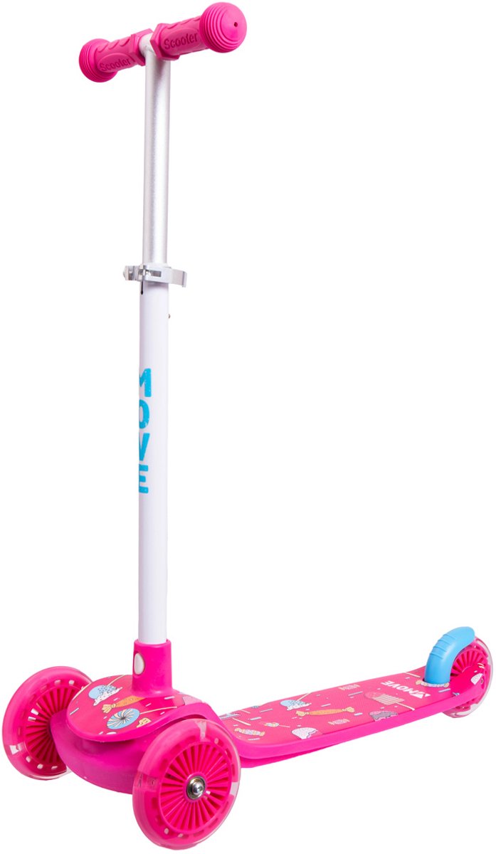 Monopattino a tre ruote Move Skates - move tri scoot candy - altezza manubrio regolabile - ruote luminose - stampa candy - da 3 anni