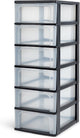 Cassettiera organizer Iris sistema a4 - 6 cassetti medi - 6 x 7 l - plastica - nero trasparente