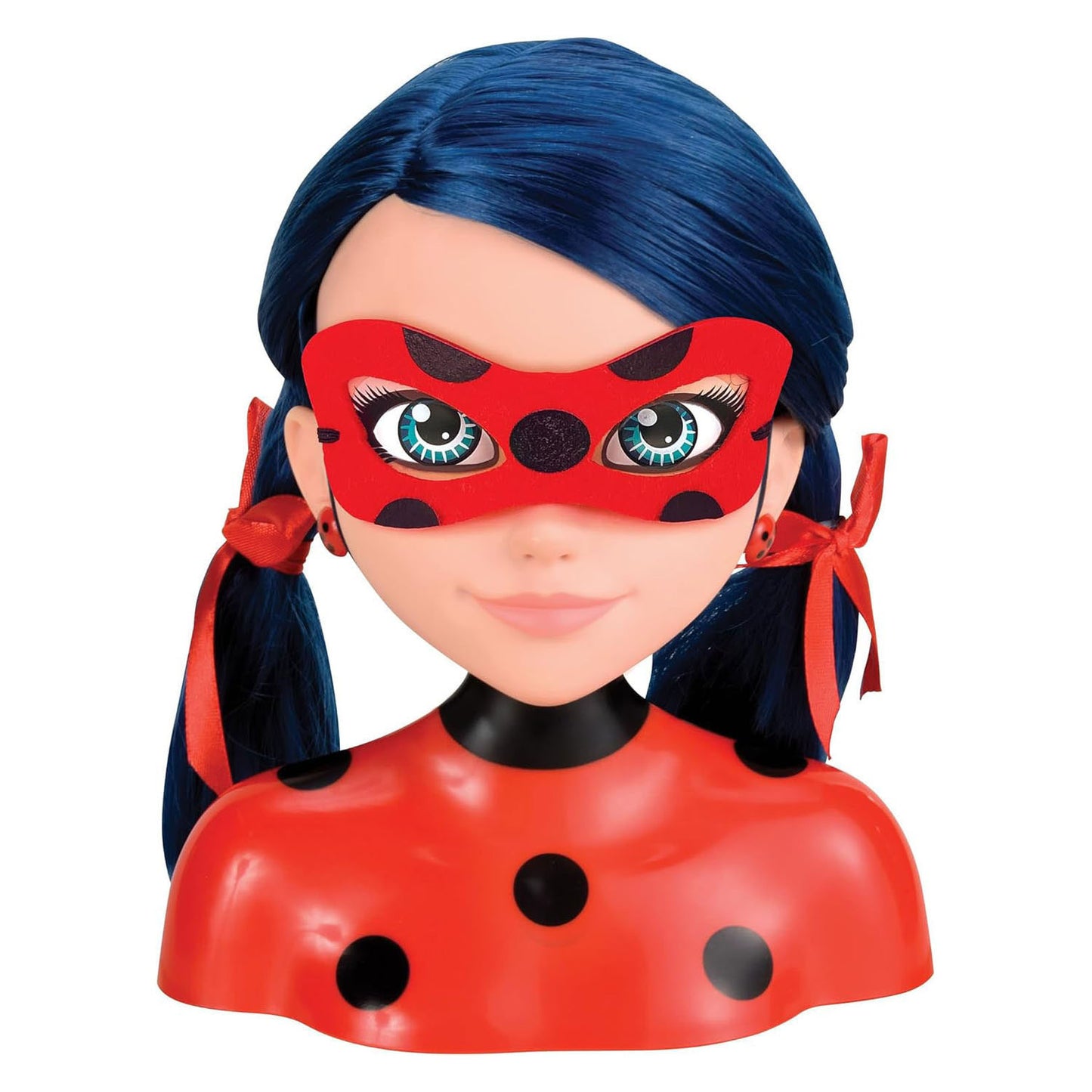 Bandai - miraculous ladybug - miraculous deluxe styling head 21cm - ladybug styling head + 30 accessories, clips, ribbons, jewelry - miraculous officially licensed - children's toys 4 years and + - p50247