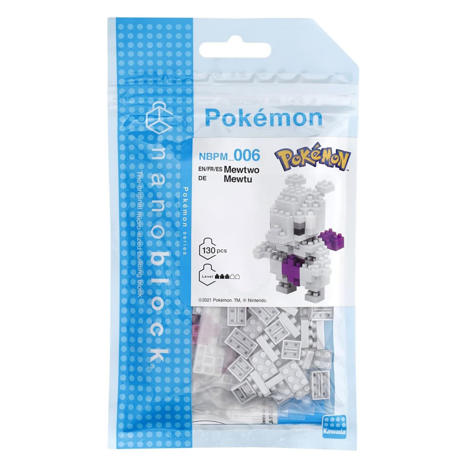 Bandai - nanoblock - mewtwo - pokémon - mini figura de ladrillo - juego de construcción - kit de construcción de figuras pokémon pixel mewtwo - nbpm006