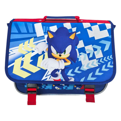 Borsa da scuola Sonic con 2 scomparti e tasca frontale