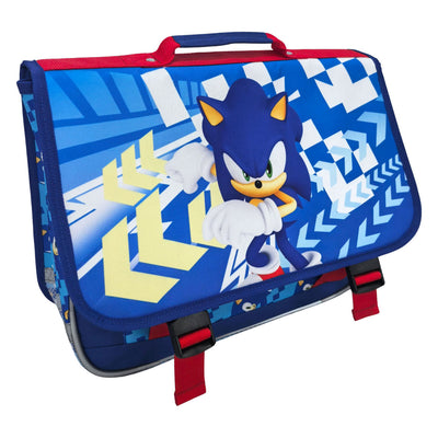 Borsa da scuola Sonic con 2 scomparti e tasca frontale
