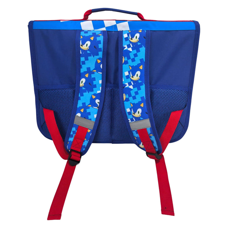 Borsa da scuola Sonic con 2 scomparti e tasca frontale