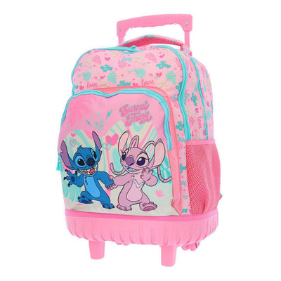 Zaino trolley Disney Stitch Love 3 scomparti con tasche laterali