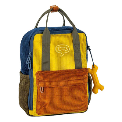 Mochila piedras y huesos pana índigo coñac ivy