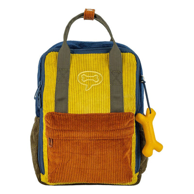 Mochila piedras y huesos pana índigo coñac ivy