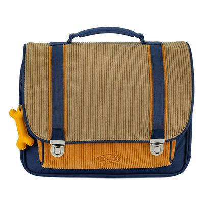 Borsa per libri Stones and Bones in velluto a coste kaki miele cassis