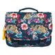 Mochila escolar de cedro índigo emboscada floral piedras y huesos