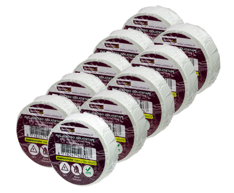 Berkleba tape pvc 15x10mt wit rol ds a 10