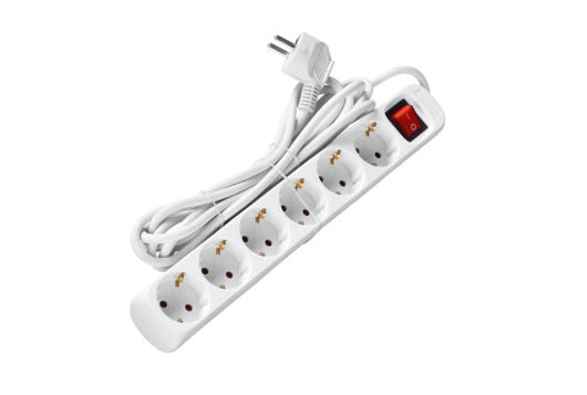 3M Socket White 3m, con interruptor y conexión a tierra. 6 conexiones