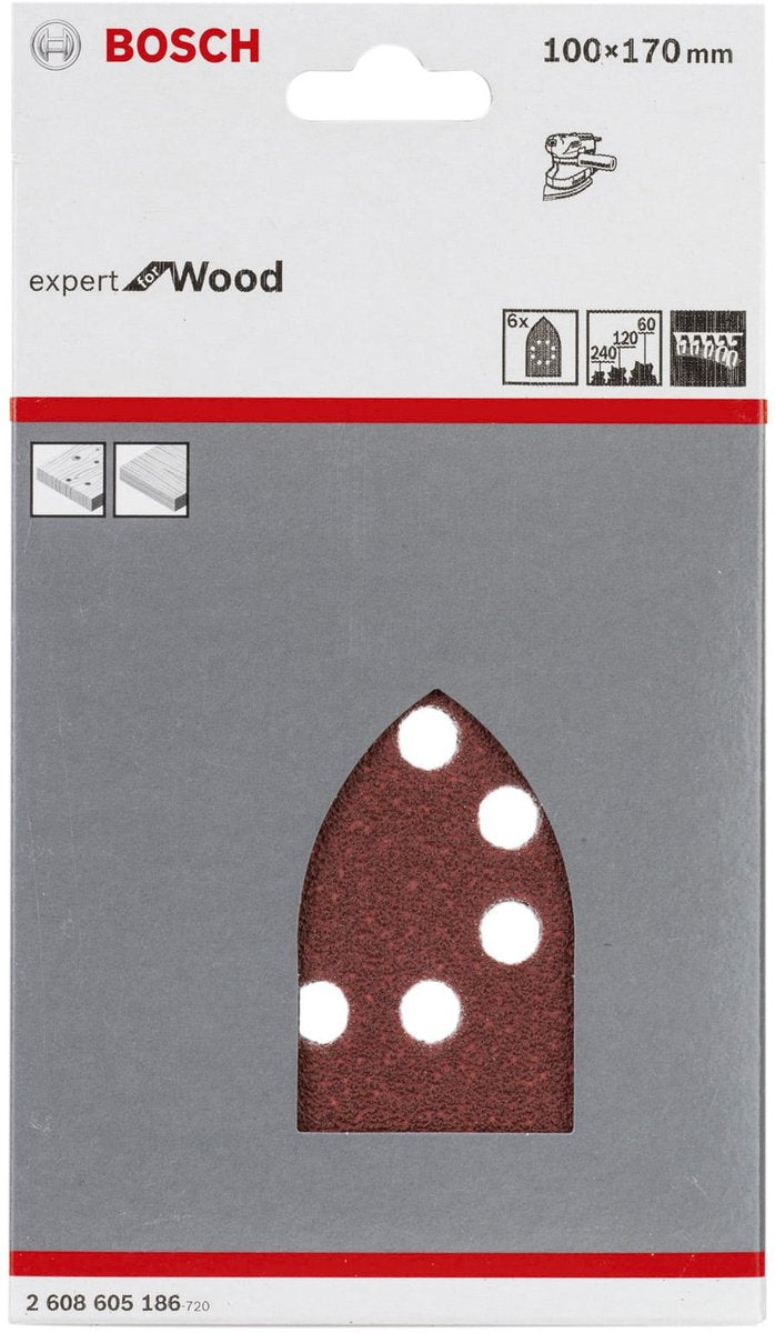 Bosch - Set di fogli abrasivi da 6 pezzi 100 x 170 mm, 60; 120; 240