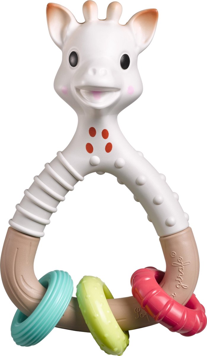 Sonajero Sophie la jirafa so'pure natur'rings - juguete para bebé - regalo de maternidad - regalo de baby shower - 100% biomateriales - a partir de 3 meses - 14,5x8x5 cm - multicolor