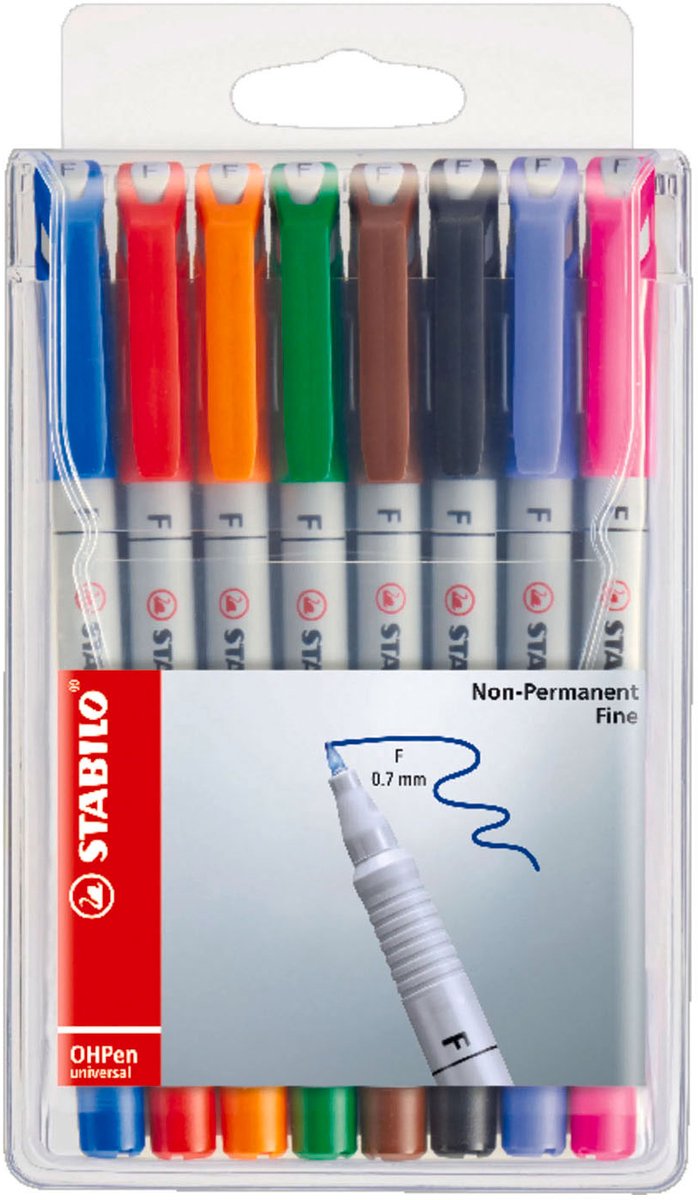 Pennarello cancellabile fine Stabilo ohpen in astuccio - 8 pz.