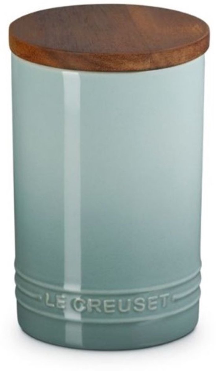 Barattolo portaoggetti firmato Le Creuset con coperchio in legno sale marino 770 ml