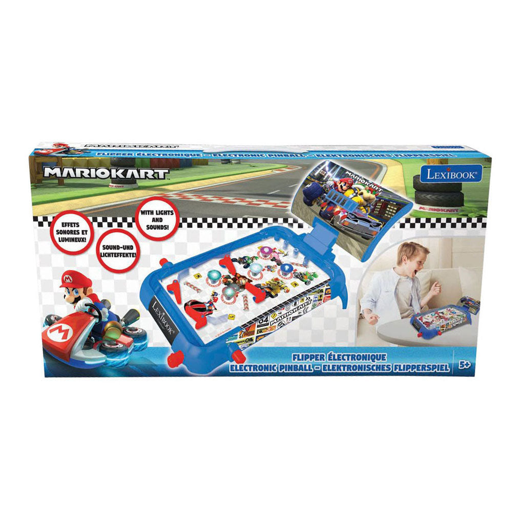 Flipper da tavolo elettronico Lexibook Mario Kart con un design fantastico, suoni, luci e punteggi digitali per giocare da solo o sfidare i tuoi amici.