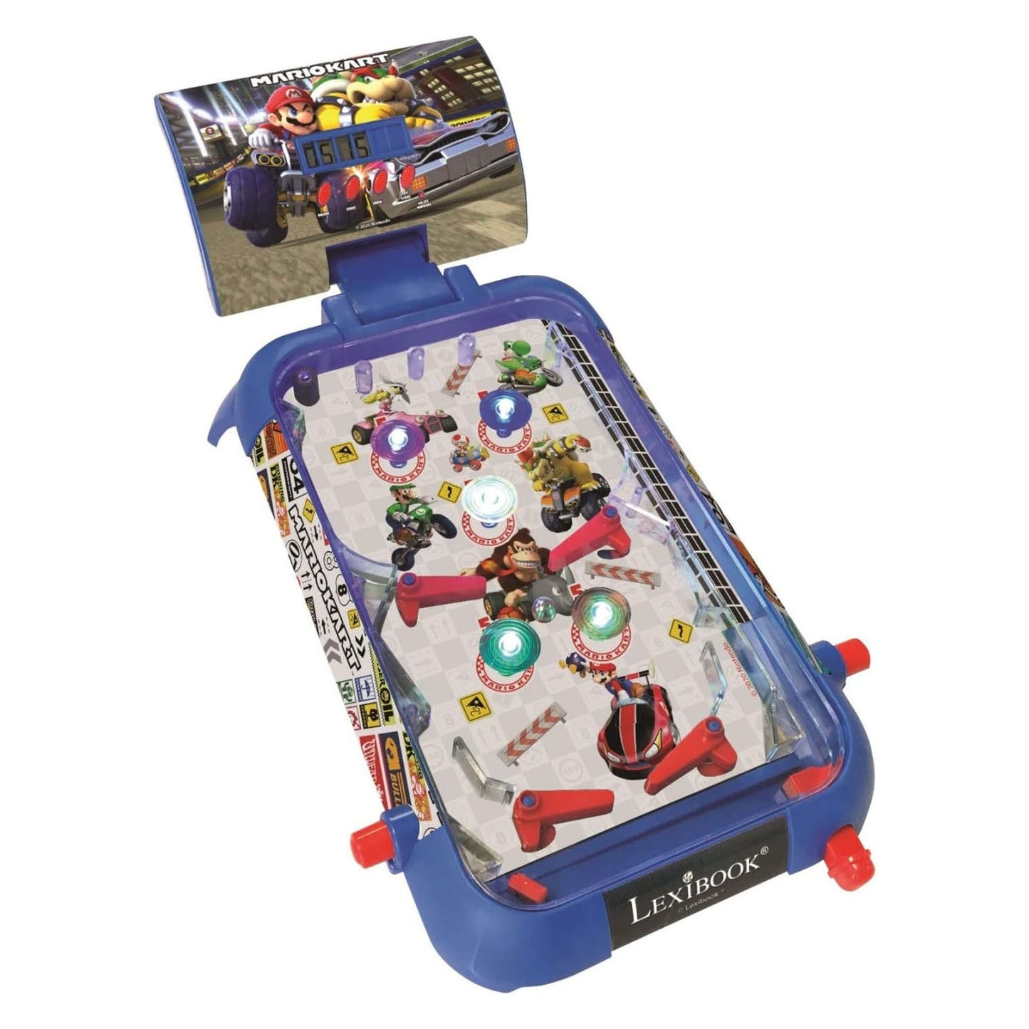Flipper da tavolo elettronico Lexibook Mario Kart con un design fantastico, suoni, luci e punteggi digitali per giocare da solo o sfidare i tuoi amici.