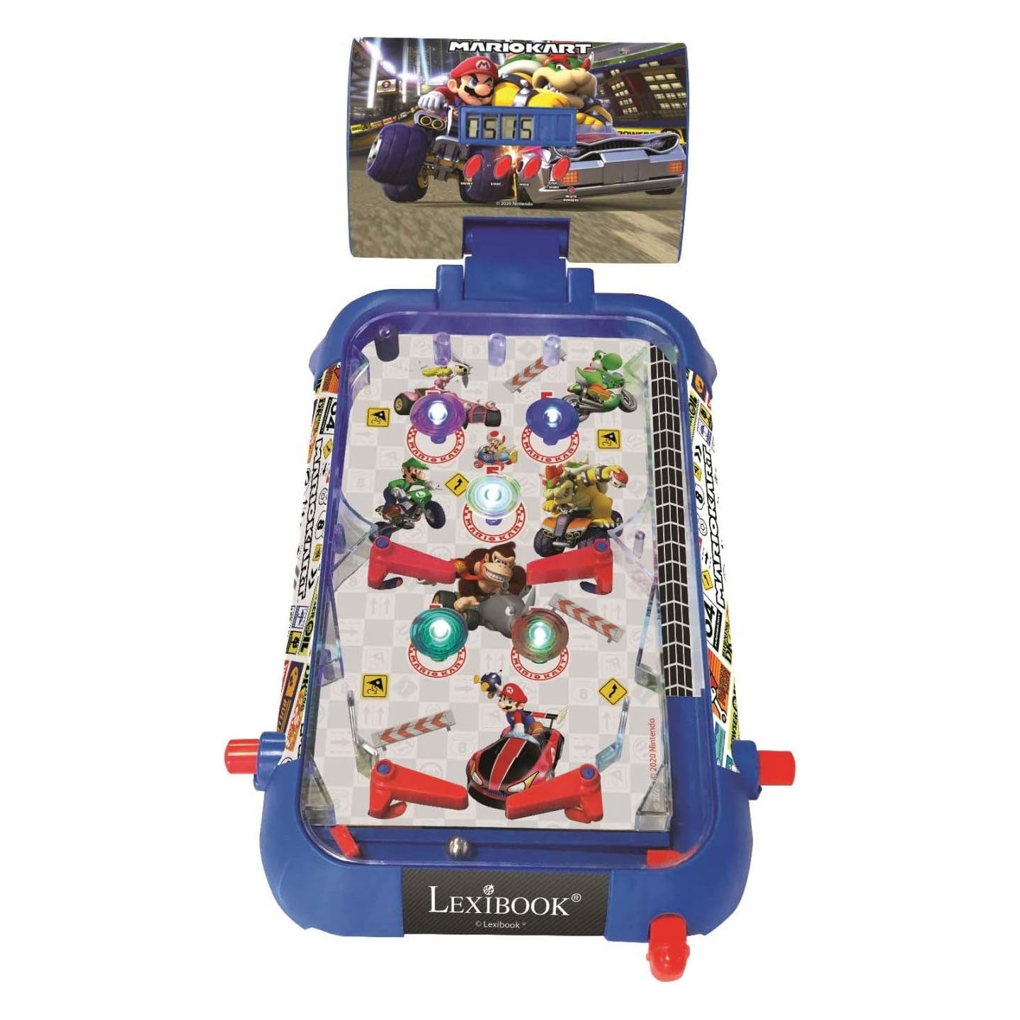 Flipper da tavolo elettronico Lexibook Mario Kart con un design fantastico, suoni, luci e punteggi digitali per giocare da solo o sfidare i tuoi amici.