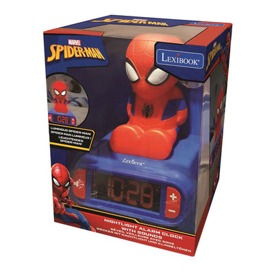 Despertador lexibook con luz nocturna diseño 3d spiderman y efectos de sonido