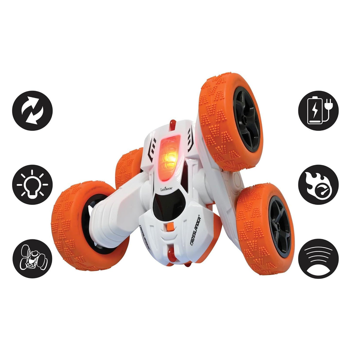 Lexibook crosslander®: auto acrobatica radiocomandata ricaricabile e programmabile con illuminazione e controllo da polso