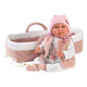 Muñeco bebé Mimi de cuerpo blandito con capazo y chupete - 42 cm