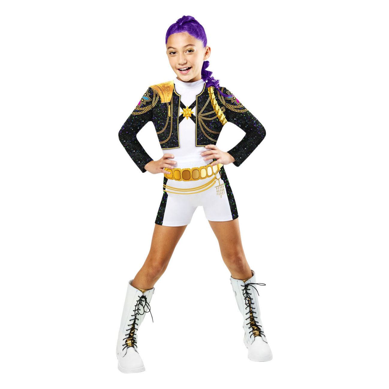 Costume da cacciatore di demoni K-pop classico Rumi dorato per 11-13 anni