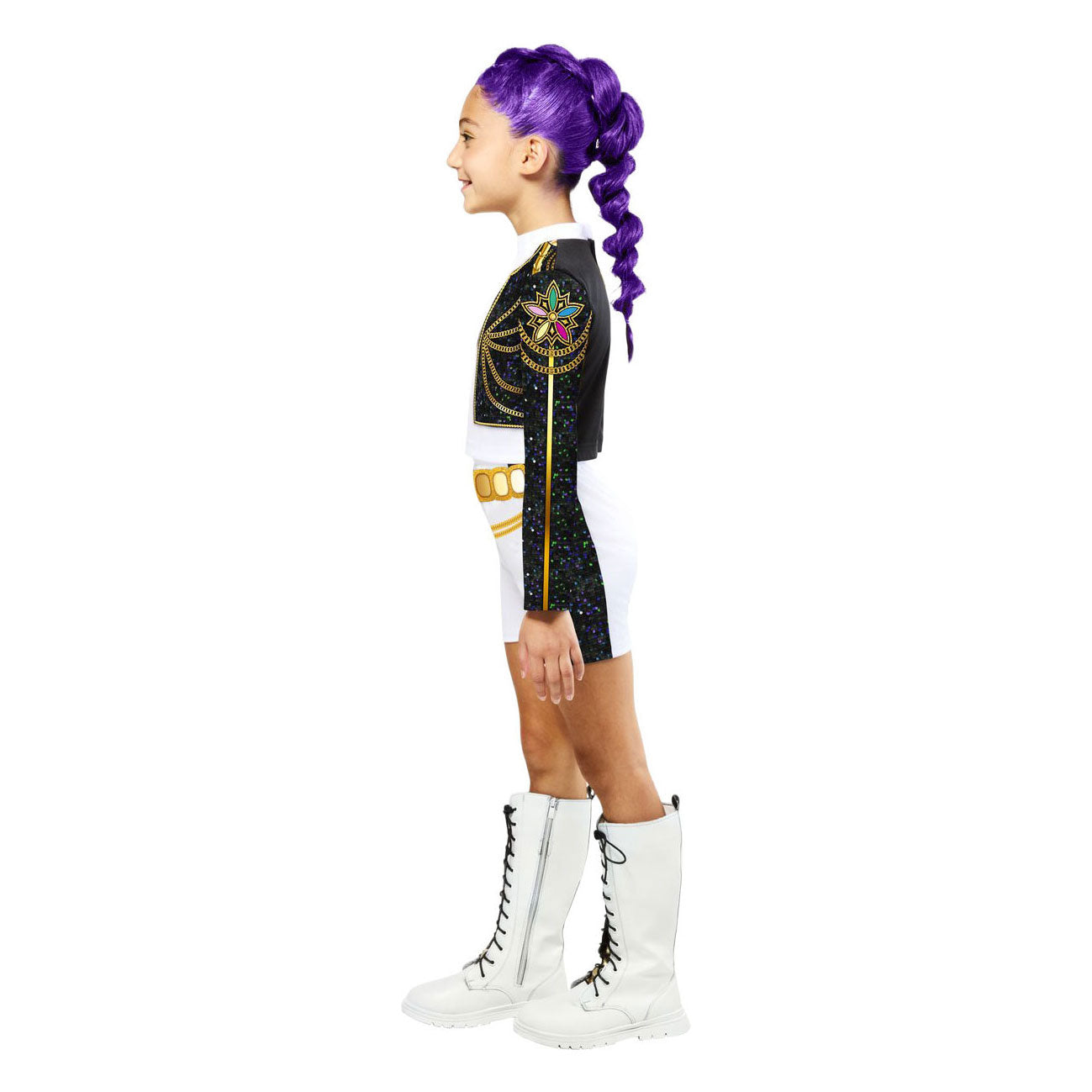 Costume da cacciatore di demoni K-pop classico Rumi dorato per 11-13 anni