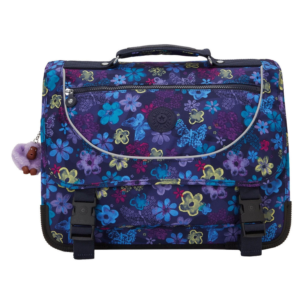 Zaino preppy Kipling - stampa con fiori scuri
