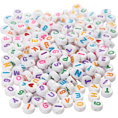 Cuentas con letras Creativ Company, tamaño 7 mm, medida del agujero 1,2 mm, aprox. 1500 piezas, blanco, 200 g 1 caja
