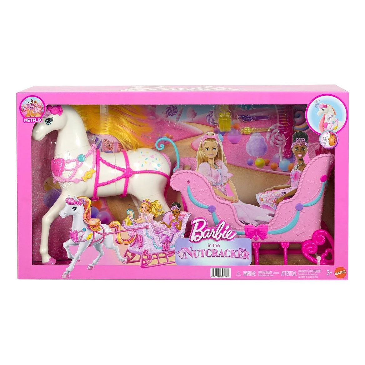 Mattel barbie notenkraker snoepjesland paard en slee