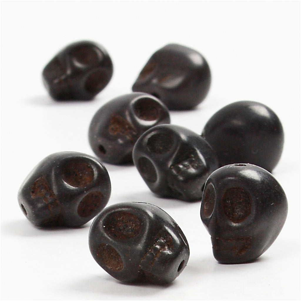 Creativ company howlite, d 12 mm, misura buco 1,5 mm, nero, 32 pezzi 1 scatola