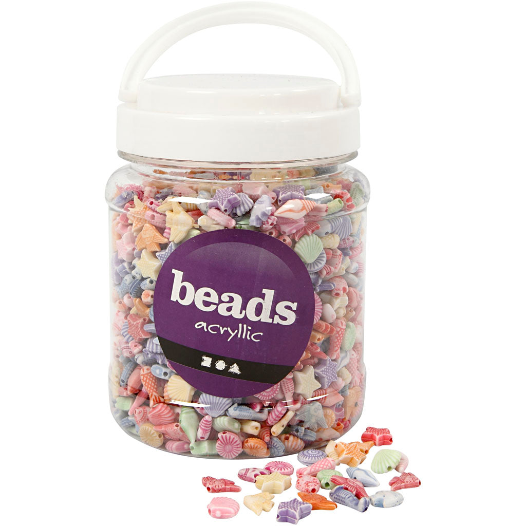Perline pastello Creative Company, misura 9-12 mm, dimensione del buco 1,2 mm, ca. 1600 pezzi, 500 g, 700 ml 1 scatola