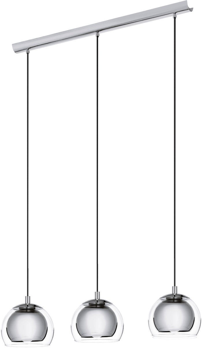 Eglo rocamar - hanglamp - e27 - 3 lichts - lengte 78 cm - glas - grijs zilver