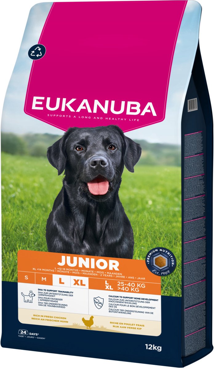 Eukanuba junior pollo de raza grande - comida para perros - 12 kg