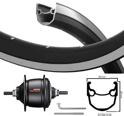 Kgs achterwiel 28 inch stratos zwart zilver nexus 8 rollerbrake