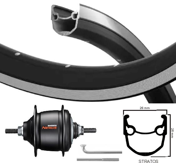 Kgs Rueda trasera de 28 pulgadas Stratos Silver Nexus 8 RollerBrake